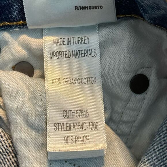 Agolde 90's Pinch Waist Jeans High Rise Straight Leg Blue Medium Wash Denim 24 - Picture 9 of 9